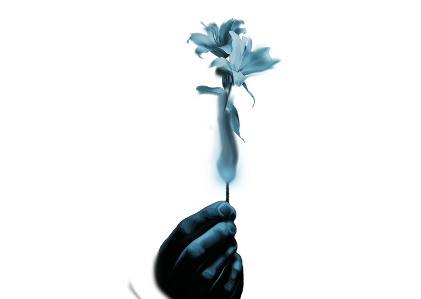 Glowing hand with flower
